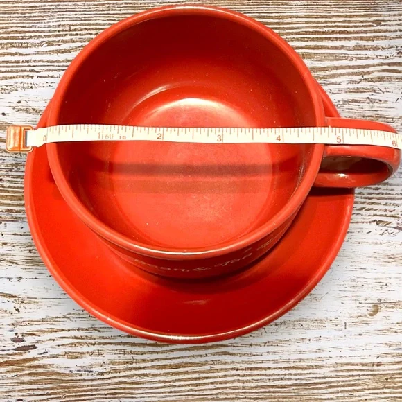 Burgundy Mug & Dish Set The Coffee Bean & Tea Leaf Cappuccino Cup Bistro - Picture 5 of 8